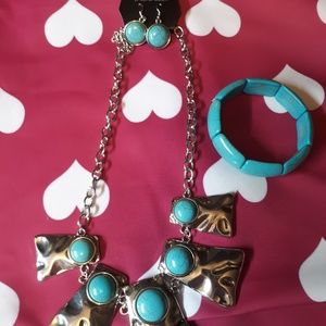 Turquoise  necklace bracelet set